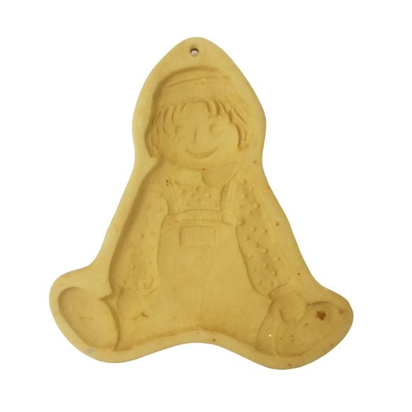 Cookie Mold Ceramic Pottery Brown Bag Cookie Art Raggedy Andy Doll Collectible